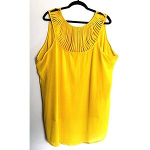 Women's Bold Vibrant Yellow Citrus Sleeveless High-low Hem Blouse Artsy